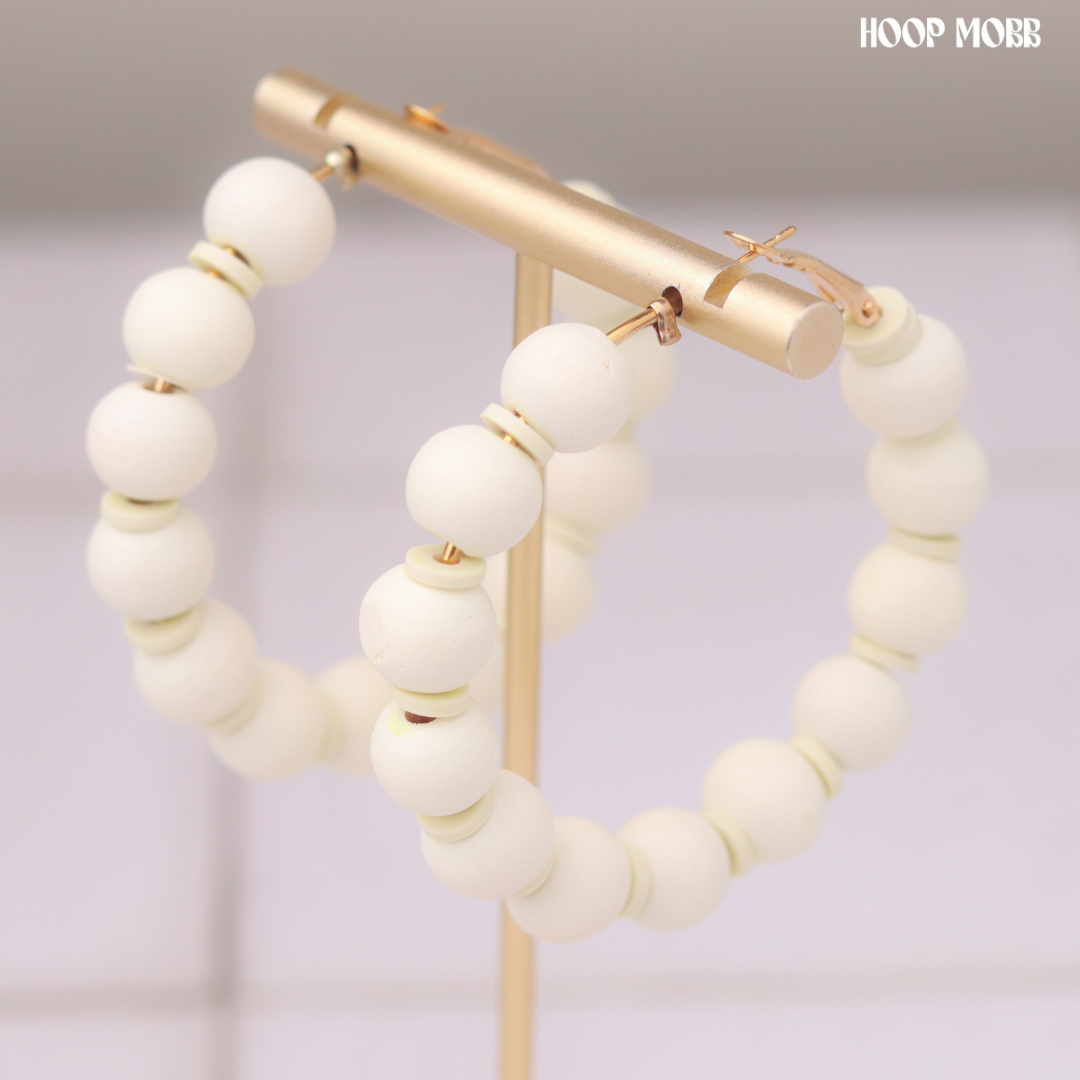 Beaddy Bead Hoops - White