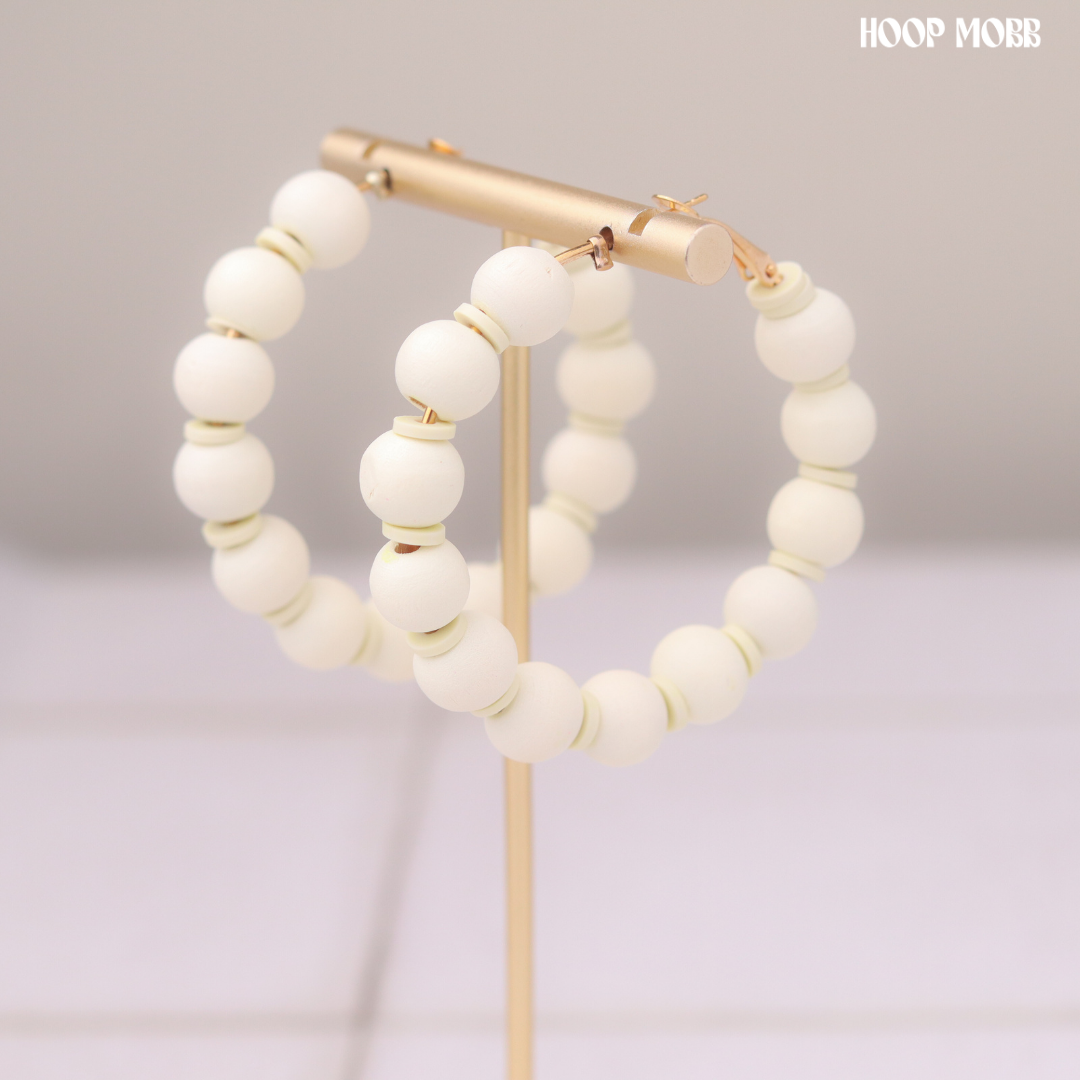 Beaddy Bead Hoops - White