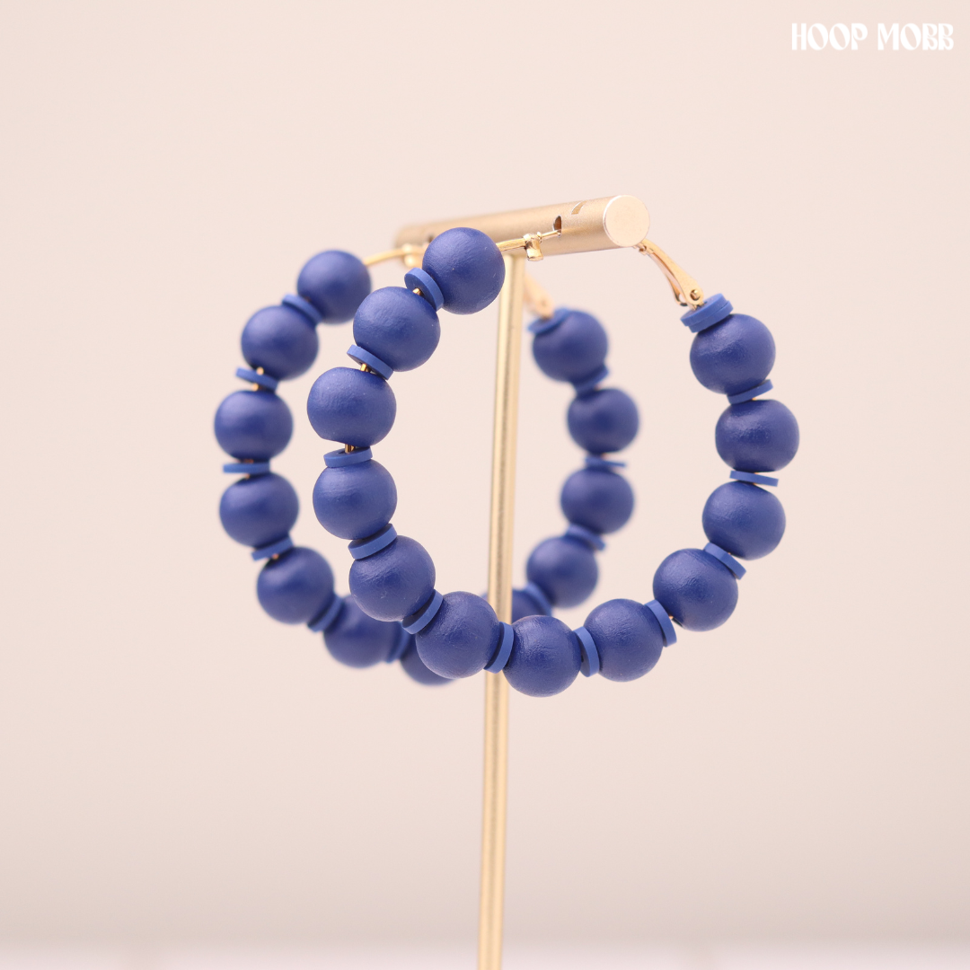 Beaddy Bead Hoops - Blue