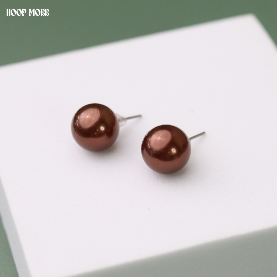 CHOCOLATE PEARL STUDS