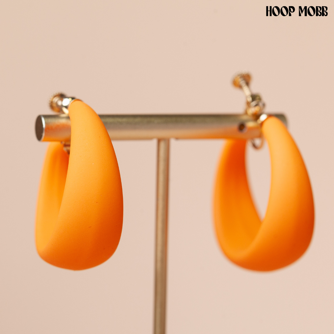 CLAY CLIP ON HOOPS - ORANGE