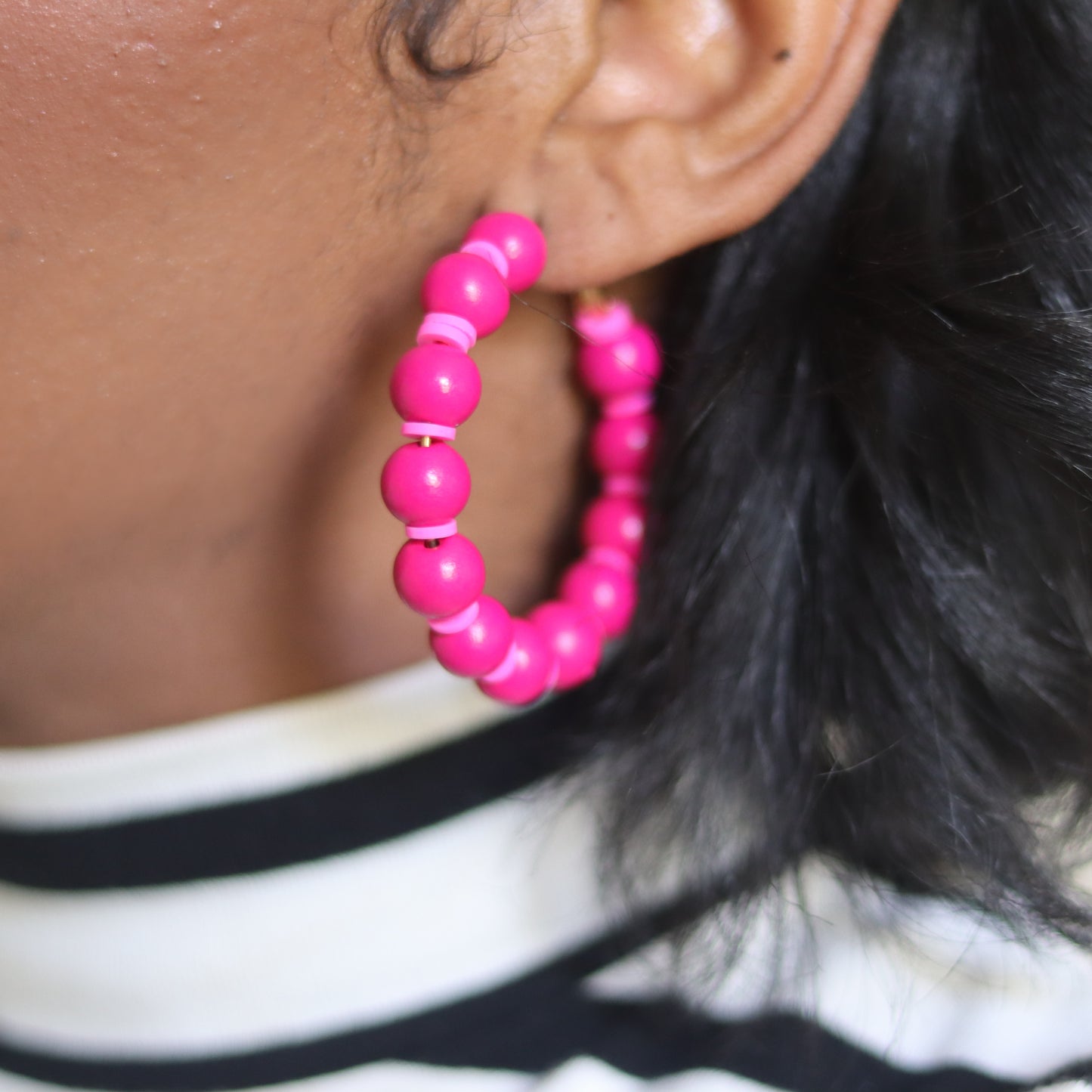 Beaddy Bead Hoops - Pink