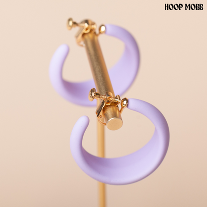 CLAY CLIP ON HOOPS - LILAC