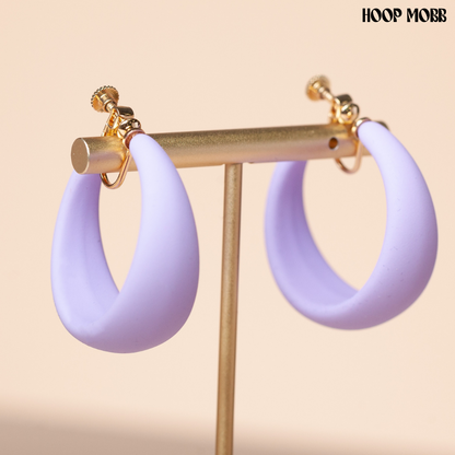 CLAY CLIP ON HOOPS - LILAC