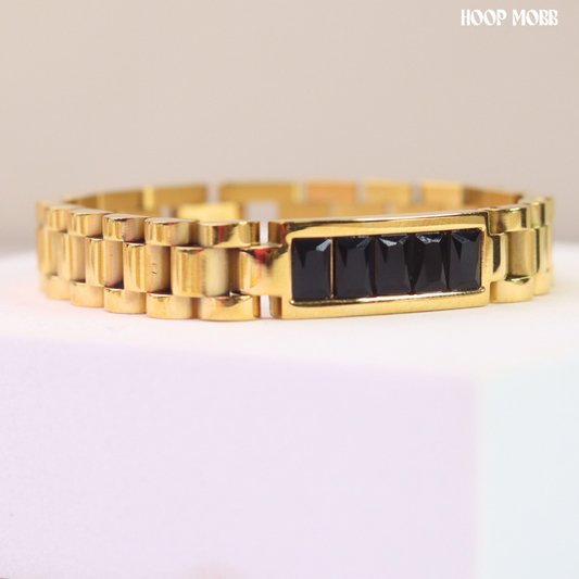 High Class Bracelet - Gold/Black - 6.5in