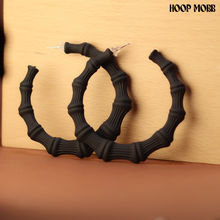 Load image into Gallery viewer, MATTE BAMBOO HOOPS - BLACK