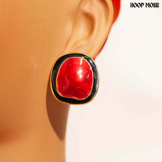 CHURCH GIRL EARRINGS - RED/BLACK