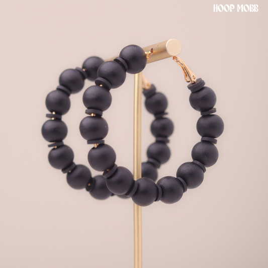 Beaddy Bead Hoops - Black