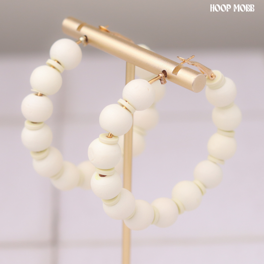 Beaddy Bead Hoops - White
