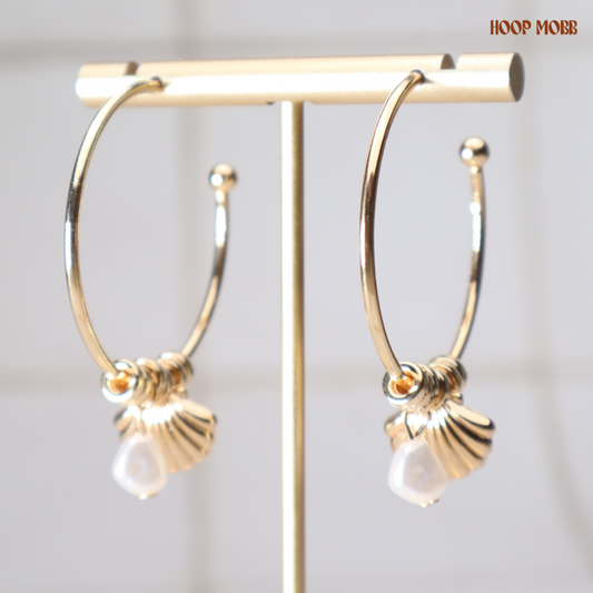 Sea Shell Hoops - Gold