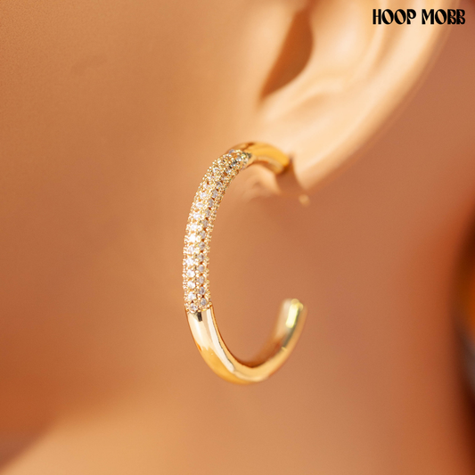 DIAMOND PETITE HOOPS - GOLD