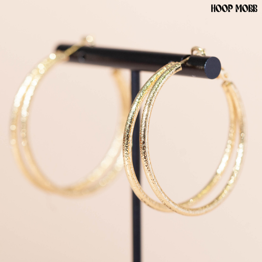 DOUBLE TROUBLE HOOPS - GOLD