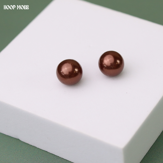 CHOCOLATE PEARL STUDS