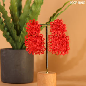 BEACH BEAD EARRINGS - RED