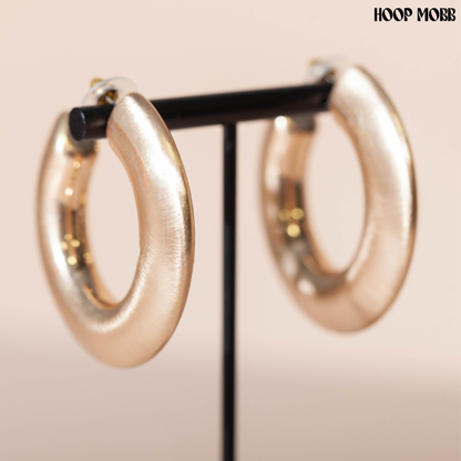 BRUSHED GOLD HOOPS - GOLD