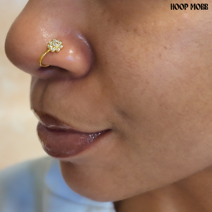 FLOWER POWER FAUX NOSE RING - GOLD