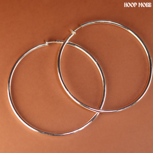 SILKY CLIP ON HOOPS - SILVER - LARGE