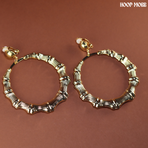 BAMBOO HOOPS - CLIP ON - GOLD