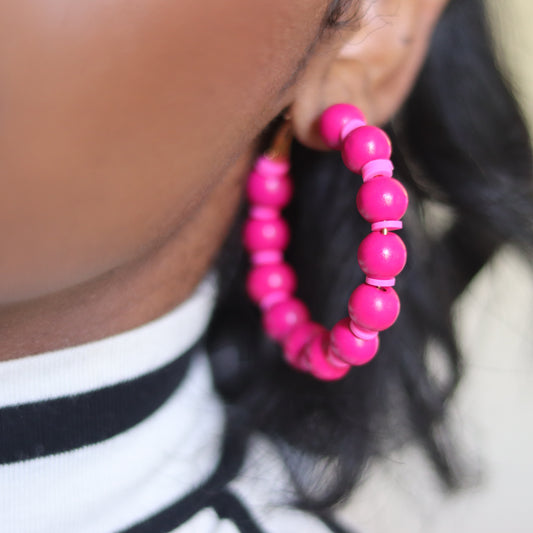 Beaddy Bead Hoops - Pink