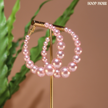Load image into Gallery viewer, PEARL GIRL HOOPS - PINK/MINI
