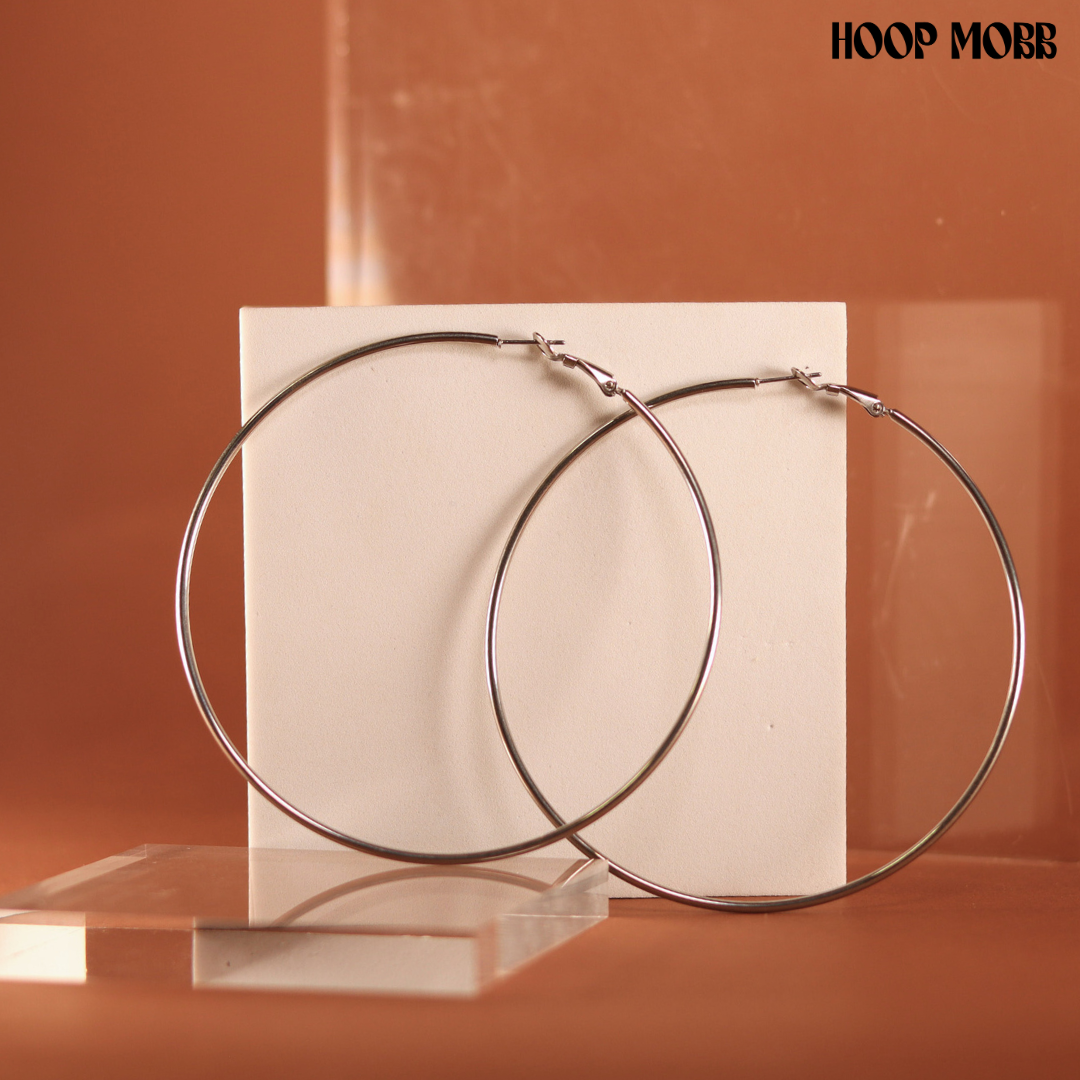 PLAIN JANE HOOPS - JUMBO - SILVER