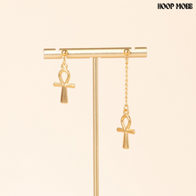 Load image into Gallery viewer, ANKH DANGLE EARRINGS - GOLD