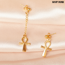 Load image into Gallery viewer, ANKH DANGLE EARRINGS - GOLD