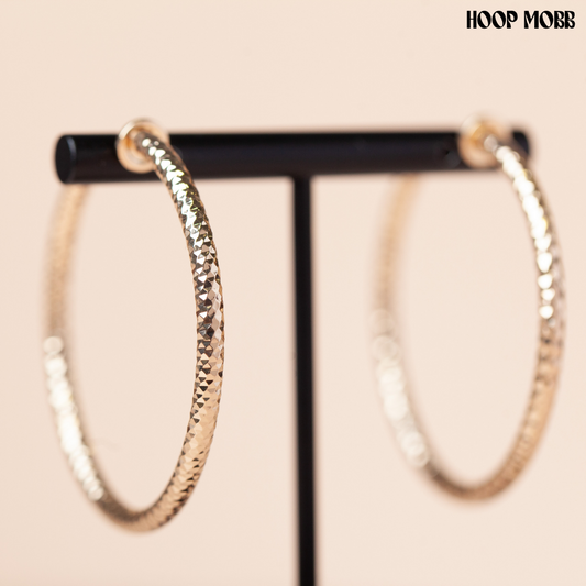 ROCKY ROAD CLIP ON HOOPS - GOLD