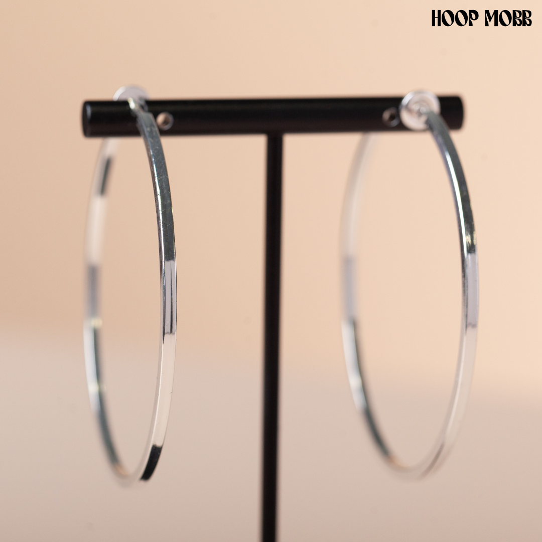 STRAIGHT UP CLIP ON HOOPS - SILVER