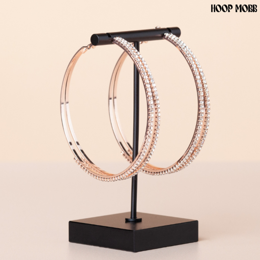 DOUBLE ROSES HOOPS - ROSE GOLD