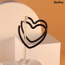 Load image into Gallery viewer, HEART THROB HOOPS - BLACK