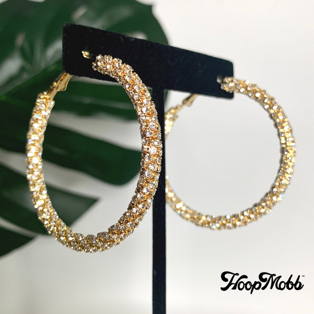 SLIM THICK DIAMOND GIRL HOOPS - GOLD