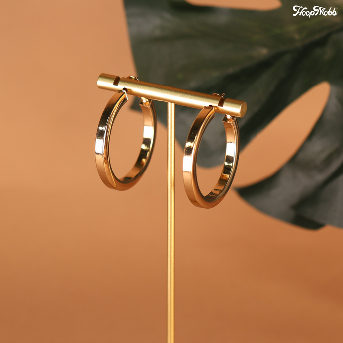 SQUARED OFF HOOPS - GOLD