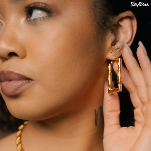 SQUARE BAMBOO SUPREME HOOPS - GOLD